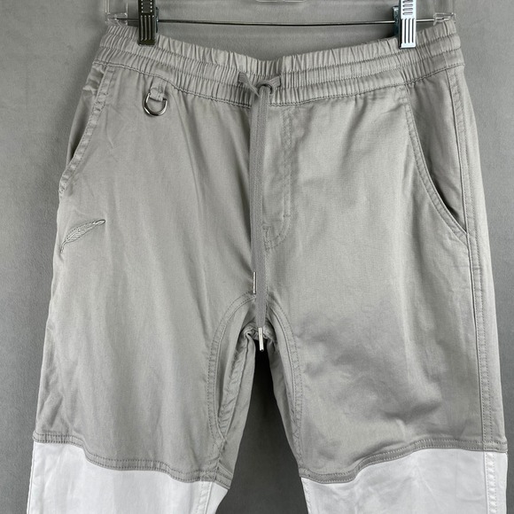 Publish Brand Two Tone Jogger Pants Grey Stretch White Elastic Drawstring Men 32 - Picture 2 of 9